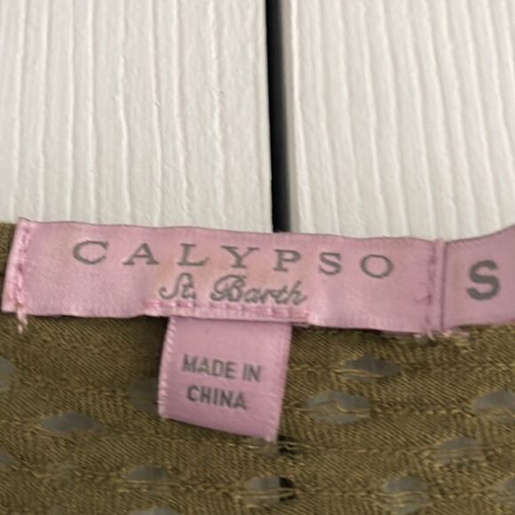 Calypso Women’s Army Green Cut Out Loose Fit Shirt - Picture 5 of 6